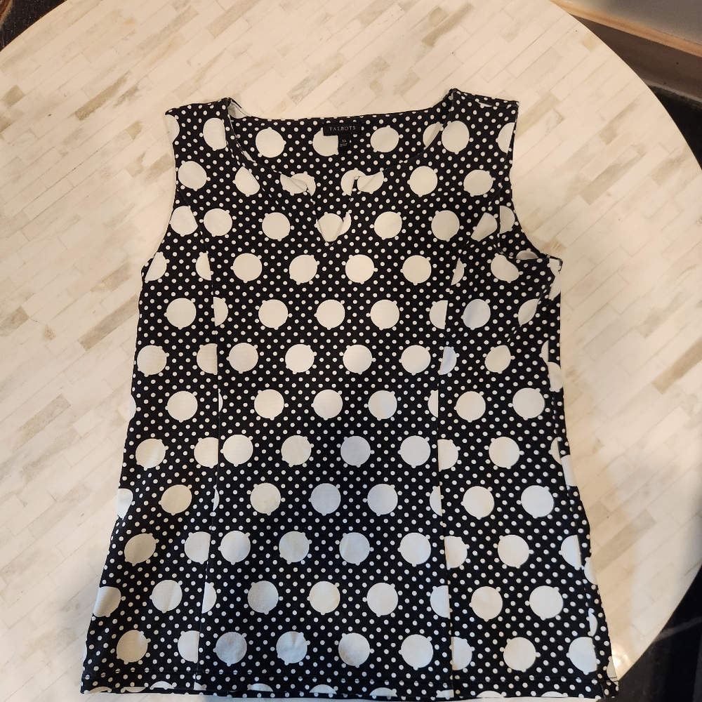 Talbots Black and White Polka Dot Tank Top